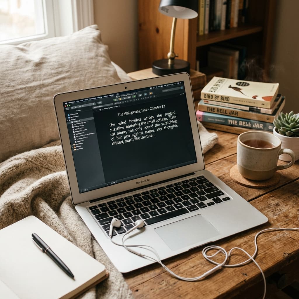 Laptop with manuscript